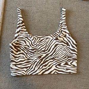 ALL ACCESS Zebra Print Crop Top - Brown and White
